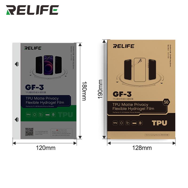 RELIFE GF-3 FILM IDROGEL FLESSIBILE OPACO PRIVACY 50PCS (HD 0.1MM) 7.0 inch UNIVERSALE PER SUNSHINE SS-890C / Y22 ULTRA INTELLIGENT CUTTING MACCHINA