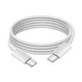 240W TYPE-C / USB-C TO TYPE-C / USB-C CABLE DE DATOS TRENZADO DE CARGA RÁPIDA BLANCO LENGTH 2M