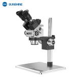 SUNSHINE M9T-B11 MICROSCOPIO TRINOCULAR 6X-45X TRINOCULAR PARA REPARACION MOVIL + LUZ LED DE ANILLO AJUSTABLE PLATEADO
