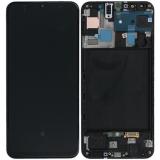 DISPLAY AMOLED + PANTALLA TACTIL DISPLAY COMPLETO + MARCO PARA SAMSUNG GALAXY A50 A505F NEGRO ORIGINAL (SERVICE PACK) (ENSAMBLADO)