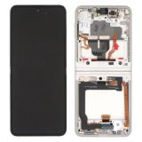 DISPLAY LCD + TOUCHSCREEN DISPLAY COMPLETO + FRAME PER SAMSUNG GALAXY Z FLIP 3 5G F711B BIANCO ORIGINALE (SERVICE PACK)