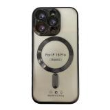 CUSTODIA CELLULARE DI ELETTROPLASTICA + PROTEZIONE LENTI + MAGNETICA PER APPLE IPHONE 16 PRO NERO