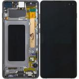 TOUCH DIGITIZER + DISPLAY AMOLED REFURBISHED + FRAME FOR SAMSUNG GALAXY S10 PLUS S10+ G975F AURA BLACK (Display Refurbished Non-Original Frame)