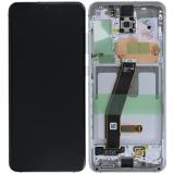 TOUCHSCREEN + DISPLAY LCD DISPLAY COMPLETO + FRAME PER SAMSUNG GALAXY S20 G980F / G981F / G981B BIANCO ORIGINALE (SERVICE PACK) US VERSION